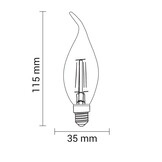 4W LED FILAMENT E14 Windstoßkerze 400 Lumen Neutralweiß