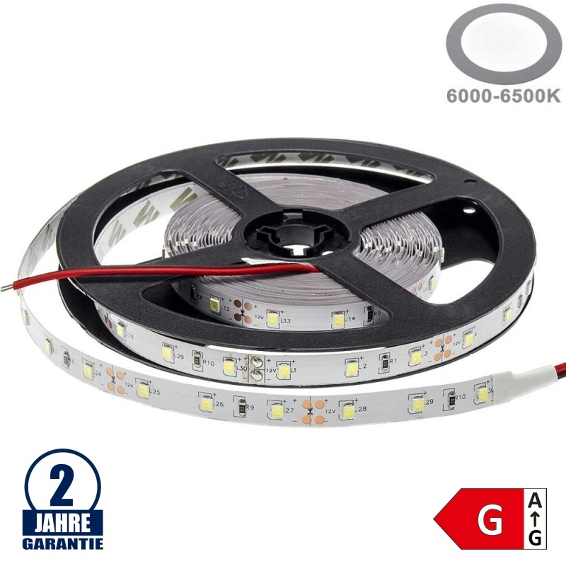 60SMD/m 4,8W/m 12V LED Streifen 2835 Kaltweiß 5m