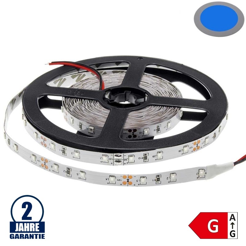 60SMD/m 4,8W/m 12V LED Streifen 2835 Blau 5m