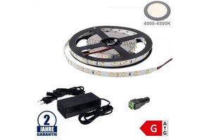 60SMD/m 4,8W/m 12V LED Streifen 2835 Neutralweiß 5m SET