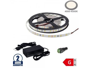 60SMD/m 4,8W/m 12V LED Streifen 2835 Neutralweiß 5m SET