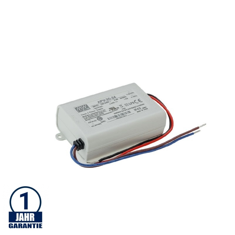 MEAN WELL 35W 24V DC Kunststoff Netzteil IP42