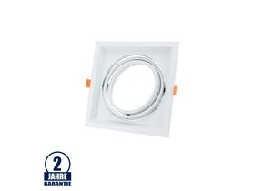Einbaurahmen für LED AR111 Rechteckig 185x185mm Schwenkbar 1 Spot Weiß 2er Packung