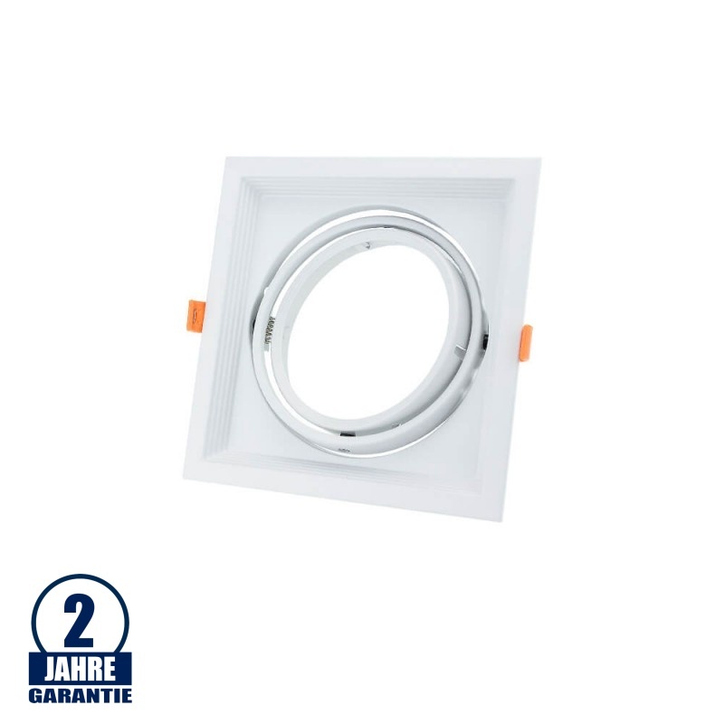 Einbaurahmen für LED AR111 Rechteckig 185x185mm Schwenkbar 1 Spot Weiß 2er Packung