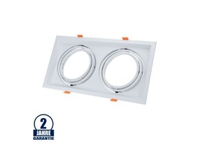 Einbaurahmen für LED AR111 Rechteckig 335x185mm Schwenkbar 2 Spots Weiß 2er Packung
