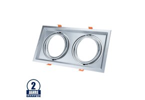 Einbaurahmen für LED AR111 Rechteckig 335x185mm Schwenkbar 2 Spots Silber 2er Packung