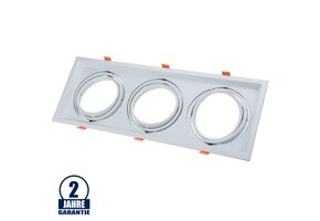 Einbaurahmen für LED AR111 Rechteckig 485x185mm Schwenkbar 3 Spots Weiß 2er Packung
