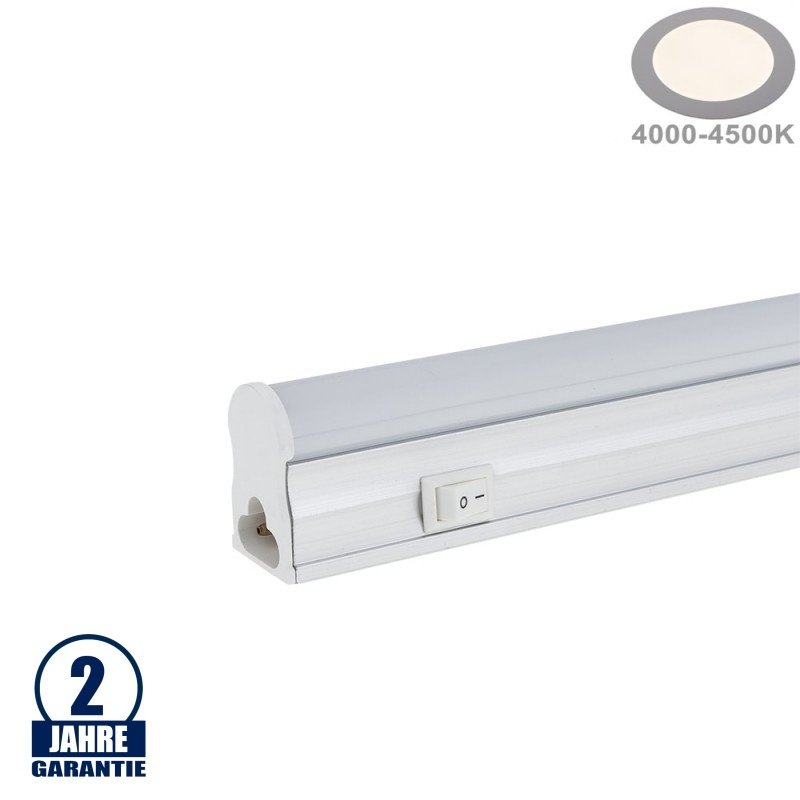 4W LED Röhre T5 mit Gehäuse 29,8CM, 230V, Matt mit Schalter Neutralweiß