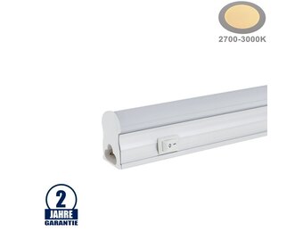 20W LED Röhre T5 mit Gehäuse 145,8cm, 230V, Matt mit Schalter Warmweiß