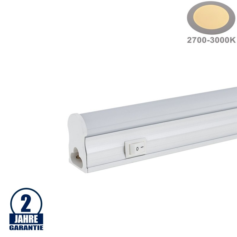 20W LED Röhre T5 mit Gehäuse 145,8cm, 230V, Matt mit Schalter Warmweiß
