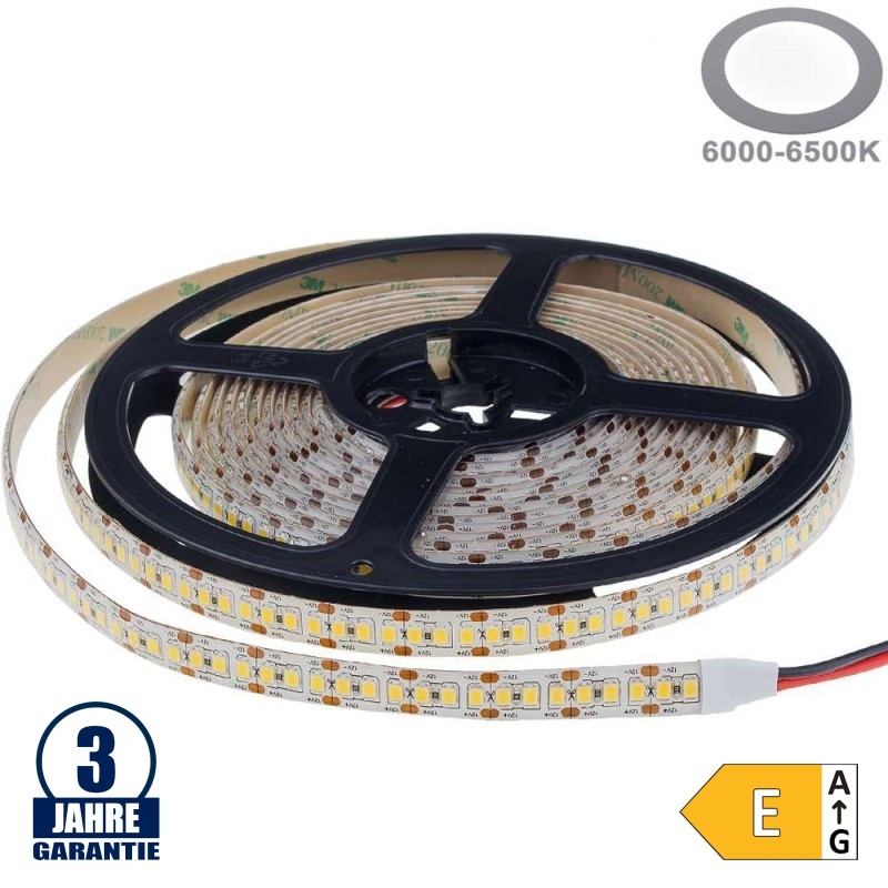 198SMD/m 20W/m 12V Professional LED Streifen 2835 Kaltweiß 5m Spritzwassergeschützt