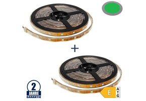 30SMD/m 7,2W/m 12V LED Streifen 5050 Grün Spritzwassergeschützt 5m 1+1 Gratis Aktion