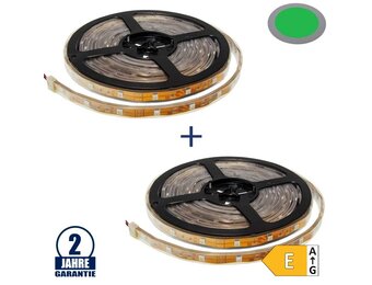 30SMD/m 7,2W/m 12V LED Streifen 5050 Grün Spritzwassergeschützt 5m 1+1 Gratis Aktion