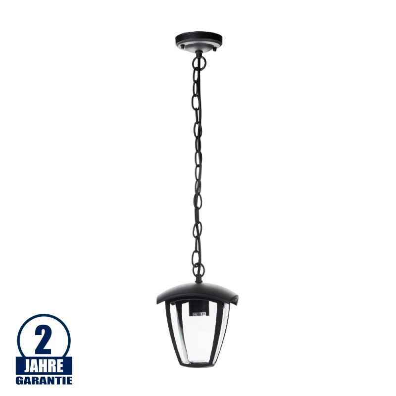 Außen Laterne mit E27 Fassung Deckenmontage/ Hängeleuchte Schwarz