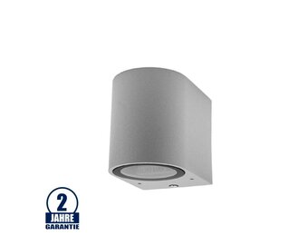 Wandleuchte mit GU10 Fassung 1-fach Zylinder Silber IP54