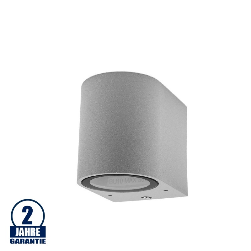 Wandleuchte mit GU10 Fassung 1-fach Zylinder Silber IP54
