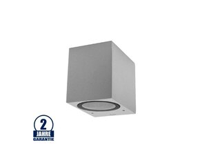 Wandleuchte mit GU10 Fassung 1-fach Quader Silber IP54