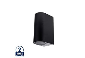 Wandleuchte mit GU10 Fassung 2-fach Zylinder Schwarz IP54