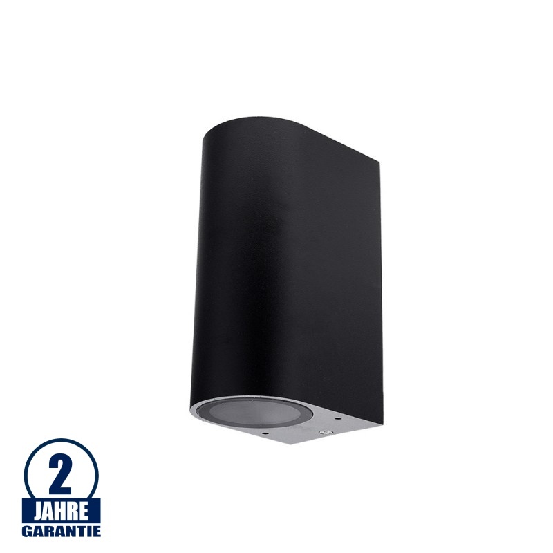 Wandleuchte mit GU10 Fassung 2-fach Zylinder Schwarz IP54
