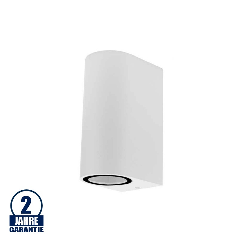Wandleuchte mit GU10 Fassung 2-fach Zylinder Weiß IP54