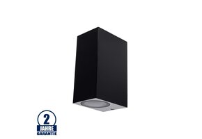 Wandleuchte mit GU10 Fassung 2-fach Quader Schwarz IP54