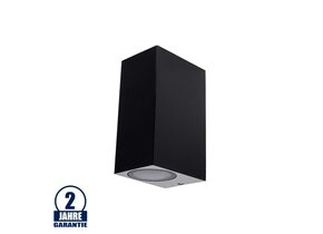 Wandleuchte mit GU10 Fassung 2-fach Quader Schwarz IP54