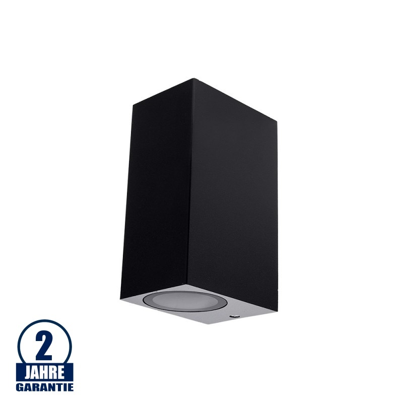 Wandleuchte mit GU10 Fassung 2-fach Quader Schwarz IP54