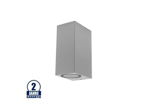 Wandleuchte mit GU10 Fassung 2-fach Quader Silber IP54