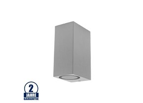 Wandleuchte mit GU10 Fassung 2-fach Quader Silber IP54