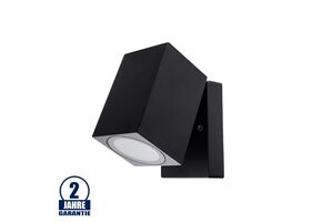 Wandleuchte mit GU10 Fassung 1-fach Quader Schwenkbar Schwarz IP44