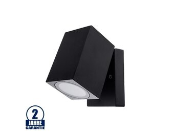 Wandleuchte mit GU10 Fassung 1-fach Quader Schwenkbar Schwarz IP44