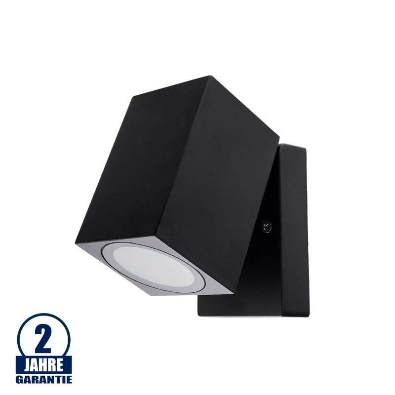 Wandleuchte mit GU10 Fassung 1-fach Quader Schwenkbar Schwarz IP44