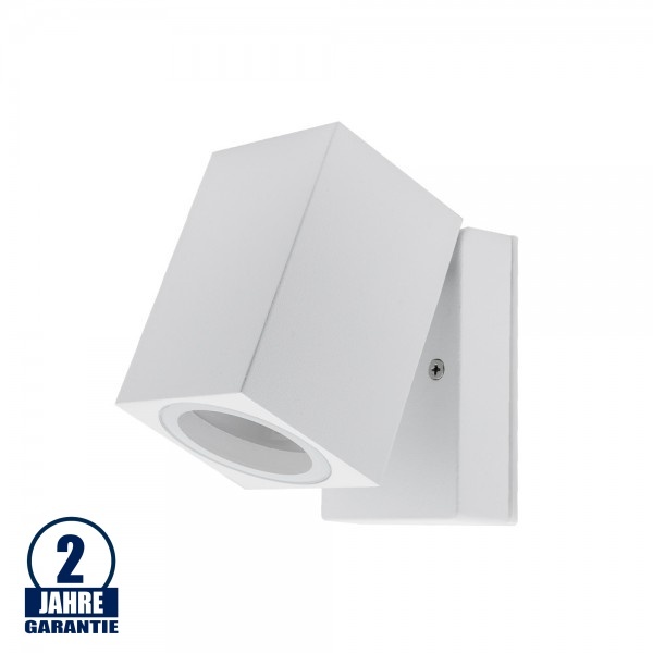 Wandleuchte mit GU10 Fassung 1-fach Quader Schwenkbar Weiß IP44