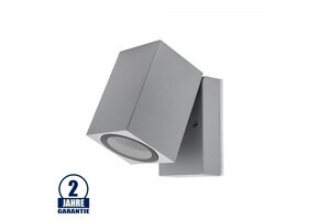 Wandleuchte mit GU10 Fassung 1-fach Quader Schwenkbar Silber IP44