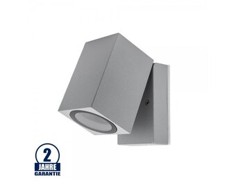 Wandleuchte mit GU10 Fassung 1-fach Quader Schwenkbar Silber IP44