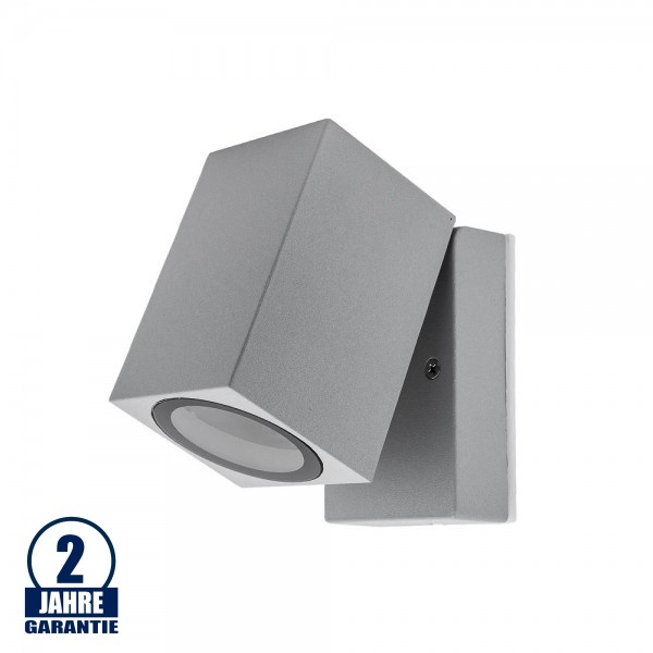 Wandleuchte mit GU10 Fassung 1-fach Quader Schwenkbar Silber IP44
