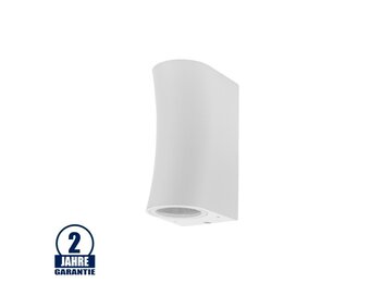 Wandleuchte mit GU10 Fassung 2-fach Zylinder "Bogen" Weiß IP44