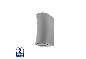 Wandleuchte mit GU10 Fassung 2-fach Zylinder "Bogen" Silber IP44