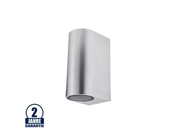 Wandleuchte mit GU10 Fassung 2-fach Zylinder Edelstahl IP54