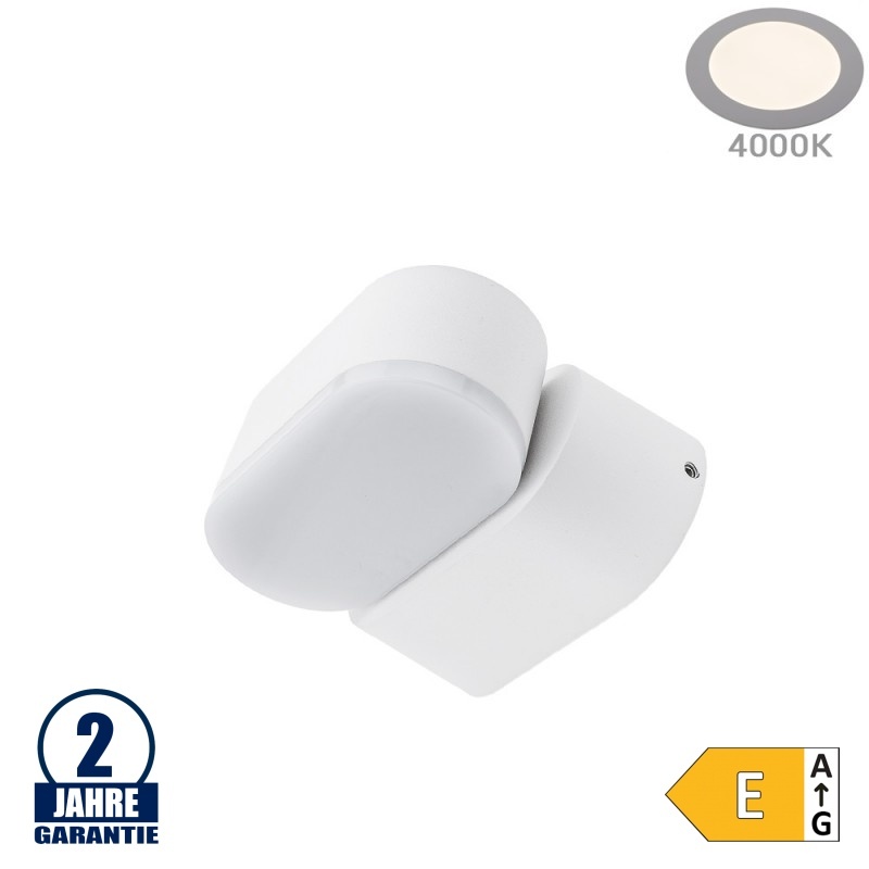 6W LED Wandleuchte Schwenkbar 1-fach Weiß IP54 Neutralweiß