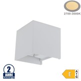 6W LED Wandleuchte Würfel Up and Down Weiß IP54 Warmweiß