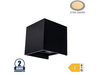 6W LED Wandleuchte Würfel Up and Down Schwarz IP54 Warmweiß