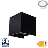 6W LED Wandleuchte Würfel Up and Down Schwarz IP54 Neutralweiß