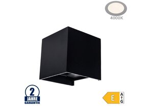 6W LED Wandleuchte Würfel Up and Down Schwarz IP54 Neutralweiß