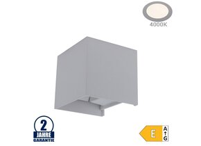 6W LED Wandleuchte Würfel Up and Down Grau IP54 Neutralweiß