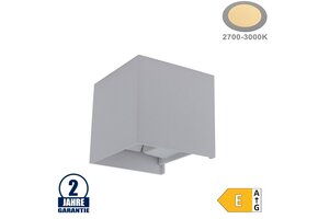 12W LED Wandleuchte Würfel Up and Down Grau IP54 Warmweiß