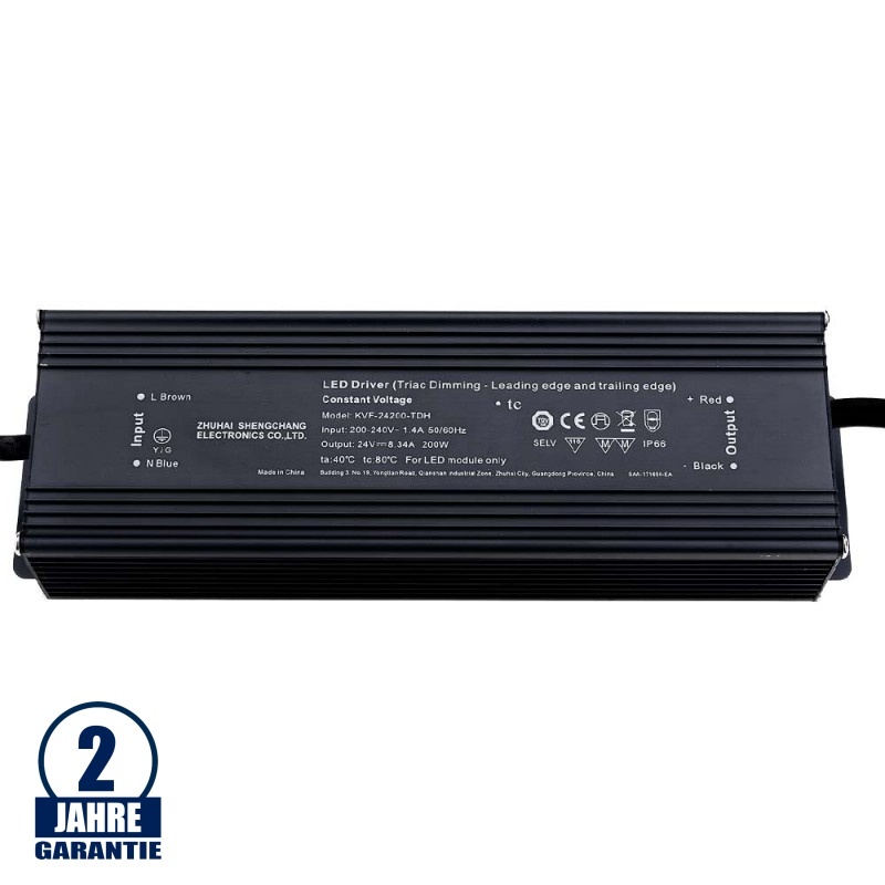 SC Power 200W 24V DC Metall Netzteil Dimmbar IP66