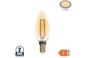 4W LED Vintage E14 C35 Kerze Gold Glas Warmweiß 2500K