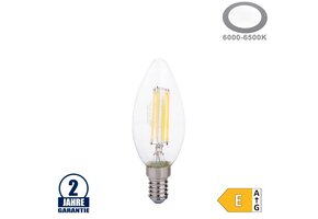 6W LED FILAMENT E14 C35 Kerze Glas 720 Lumen Kaltweiß