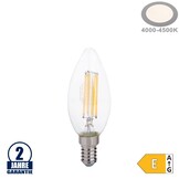 6W LED FILAMENT E14 C35 Kerze Glas 720 Lumen Neutralweiß
